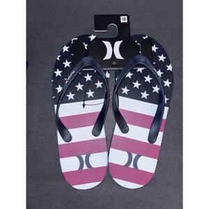 Hurley One and Only Americana Sandals Flip Flop Red White Blue Men's Size 10